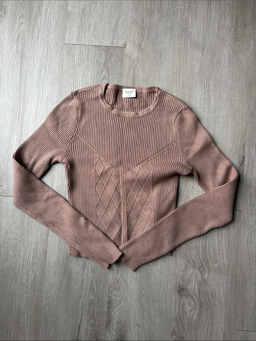 Abercrombie & Fitch Diamond-Panel Ribbed Crew Sweater